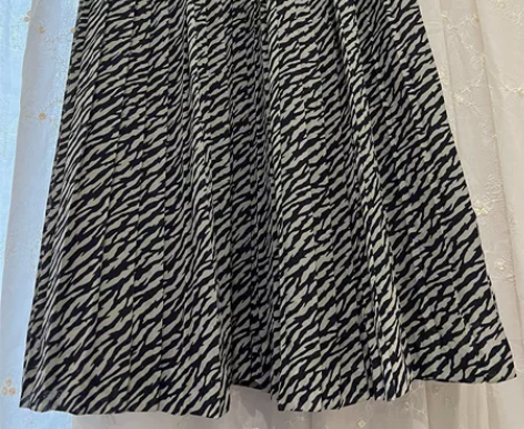 vintage古着复古百褶黑灰斑马纹中裙半...