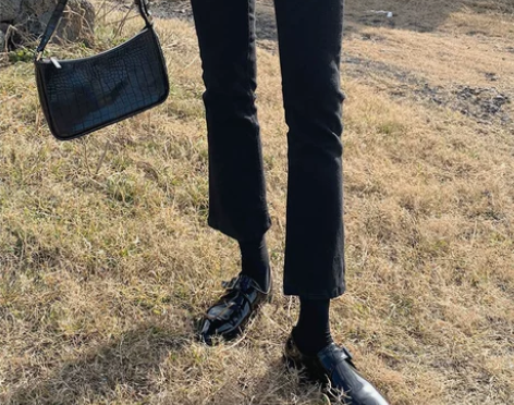 七分微喇牛仔裤女小个子九分高腰加绒小黑裤2...