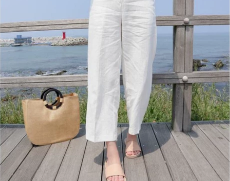 直筒裤女宽松棉麻阔腿裤女新款修身显瘦白色九...