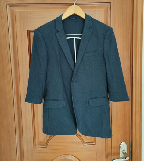 美特斯邦威亚麻西服夹克（7分袖），无内衬款...