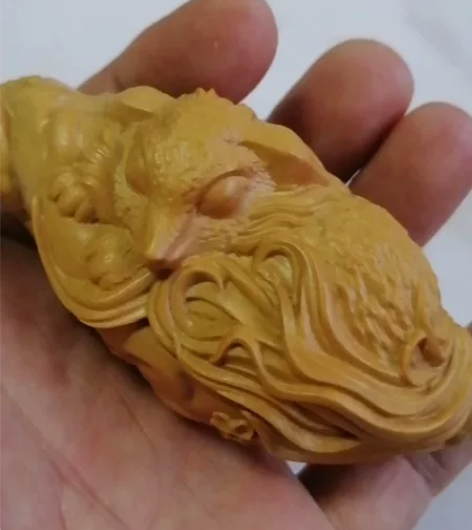 柏木雕刻小狐狸手把件茶道香道减压按摩直径4...
