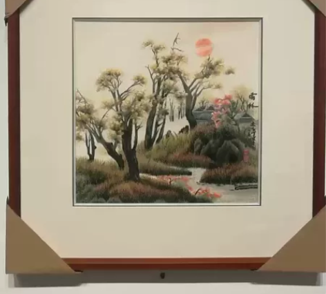 全新手工苏州刺绣成品挂画山水风景万山红遍竖...