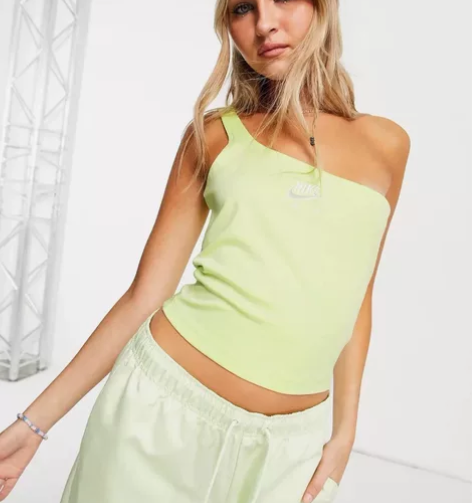 Nike耐克背心女抹胸单肩不对称运动修身性...