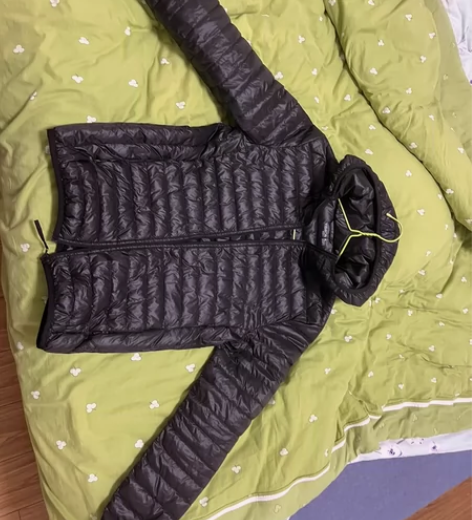 以纯羽绒服，薄款但厚度还行，M码，适合15...