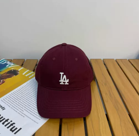 Mlb棒球帽la鸭舌帽cp77酒红色, 感...