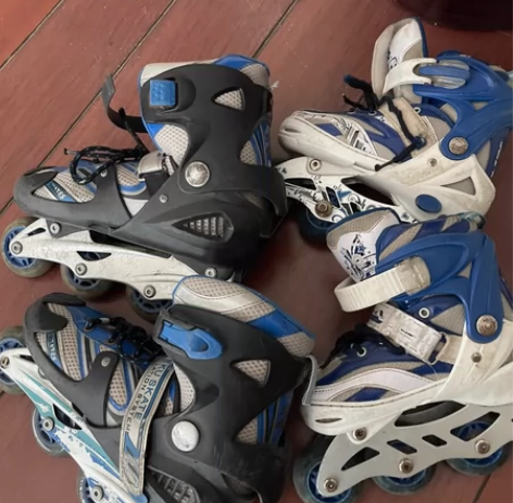 溜冰鞋两双，小的30-33.大的尺码不清楚...
