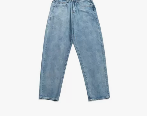 A春韩版男士chic直筒卷边牛仔裤复古港风...