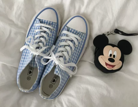 韩版原宿ulzzang格子帆布鞋女2020...