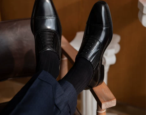 鹿三先生英伦男士一脚蹬布洛克三节头皮鞋商务...