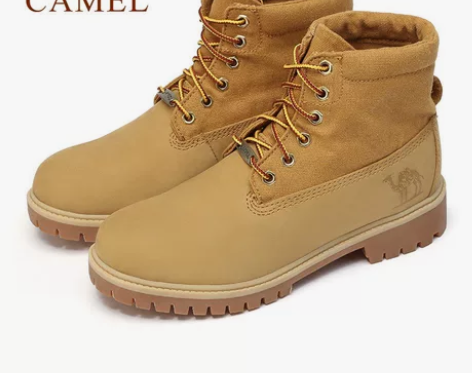 正品CAMEL/骆驼 复古高帮经典工装靴男...