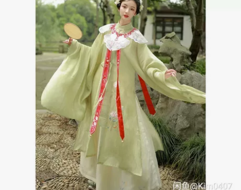 【茕茕白兔】 明制绣花立领对襟长衫下裙云肩...