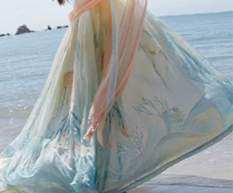 都城南庄人鱼七公主大袖衫镂空广袖中国风齐胸...