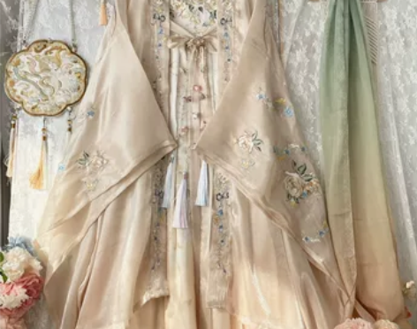 玉术原创汉服女和音玫瑰诃子裙重工刺绣唐制汉...