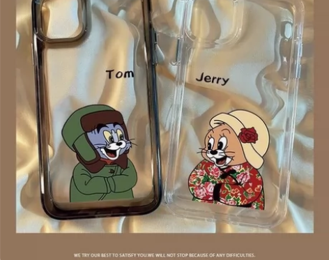 趣味卡通创意情侣全包透明苹果14/13pr...