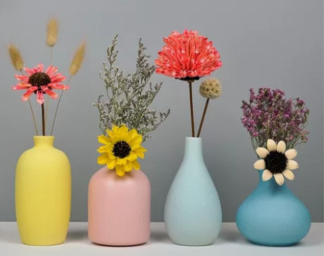 四件套陶瓷马卡龙北欧风小花瓶干花装饰摆件客...