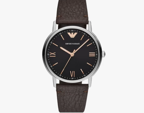 Armani 阿玛尼皮带商务风棕色手表男简...