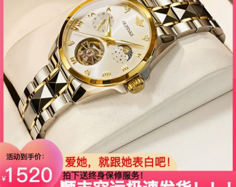 瑞士十大品牌正品手表女士全自动机械表时尚镂...