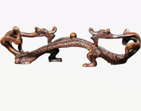 仿古铜双龙笔架文房四宝书案摆件毛笔架创意镇...