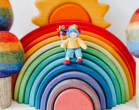 彩虹积木祖国版椴木儿童益智玩具早教拼搭建宝...