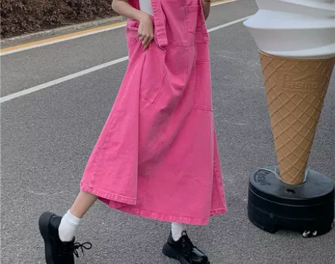 牛仔背带裙女设计感小众连衣裙夏季宽松连体裙...