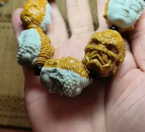 阿拉善彩玉一念神魔手串尺寸3.0 左右  ...