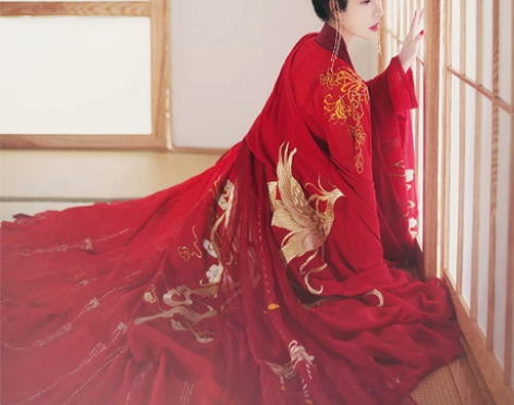 凤求凰原创花嫁汉服女红色齐腰襦裙重工刺绣大...