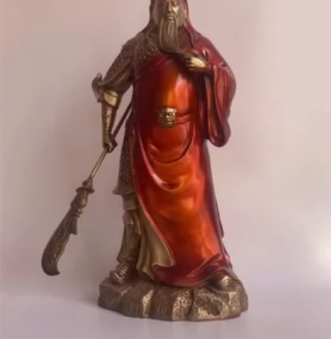 武财神，纯铜鎏金关公像，站像横刀关圣帝君武...