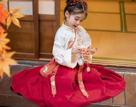 宋制女童汉服春秋立领袄裙中国风儿童装新年拜...