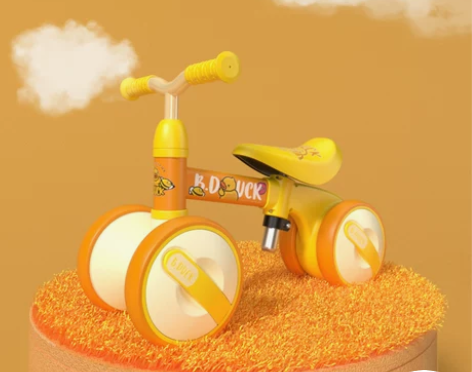 乐的小黄鸭平衡车儿童无脚踏1-3岁2小孩四...