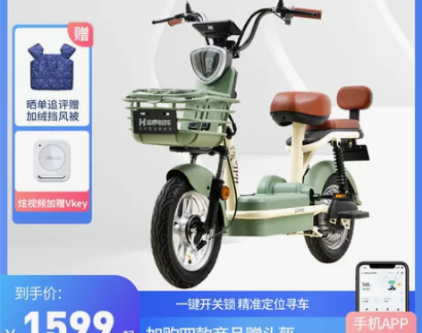 哈啰电动车棒途48V12A智能男女士电瓶车...