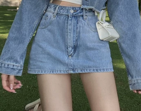 ?IN MIMIFACE牛仔半身裙女春季新...
