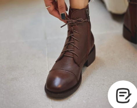 琴小闲真皮马丁靴女英伦风帅气女靴黑色牛皮机...