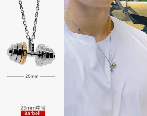 RAWNESS哑铃项链「旋动杠铃片」美国健...