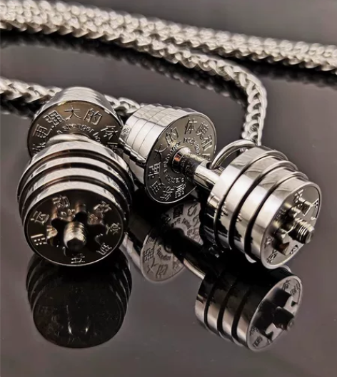 可拆卸哑铃片项链  钛钢材质 感兴趣的话点...