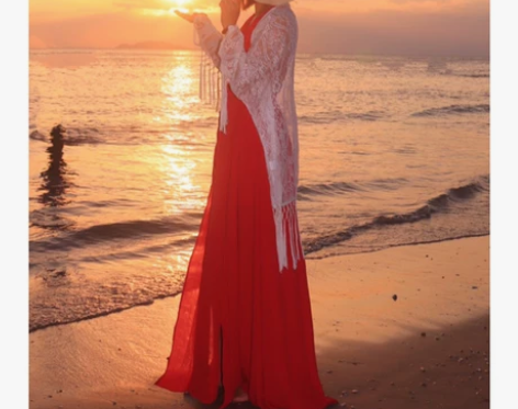 度假沙滩外搭披肩外套白色开衫夏装女中长款蝙...