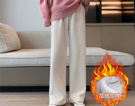 孕妇裤子阔腿裤春秋季外穿加绒加厚休闲卫裤宽...