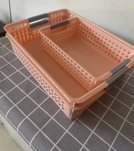 日式加厚长方形塑料收纳篮厨房浴室桌面收纳置...