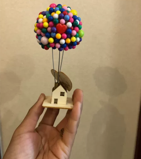 小木屋气球可爱手工汽车摆件客厅装饰品卡通创...