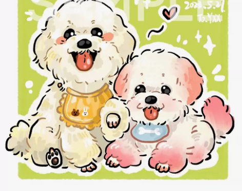 宠物头像定制约稿手绘头像定制情侣画像卡通宠...