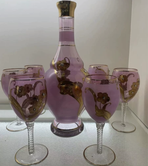 捷克水晶外贸阿根廷风一壶6杯酒杯套装醒酒器...