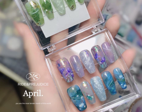 《莫奈印象》水彩风美甲 手绘穿戴甲 纯手工...