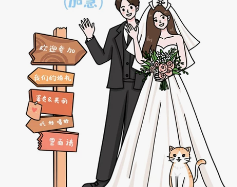 婚纱照婚礼手绘婚礼迎宾牌人形立牌卡通形象设...