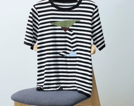 之禾定制 高支棉 人物提花针织 箱型T恤 ...