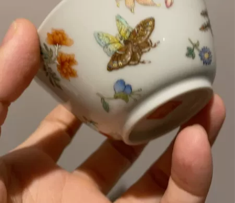 自牧堂，蝶恋花 杯，景德镇  洋彩珐琅彩。...