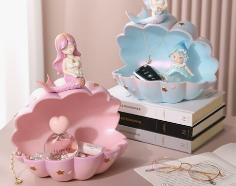 轻奢美人鱼梳妆台摆件家居装饰品卧室生日礼物...