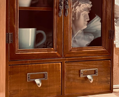 全新的，捡漏一波，复古桌面收纳盒实木马克杯...