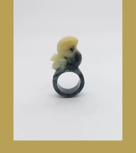 18mm?松鼠手工雕刻岫玉戒指花料玉石玉雕...