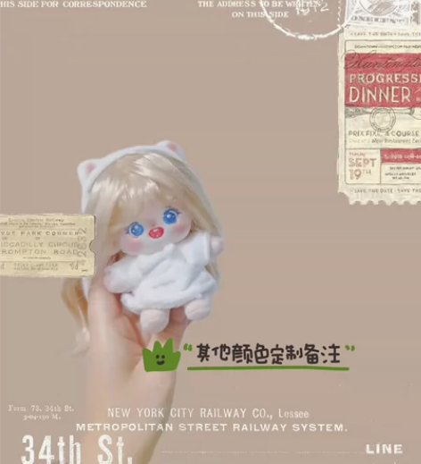 手作10cm娃衣，小猫咪娃衣三点，适合胖胖...