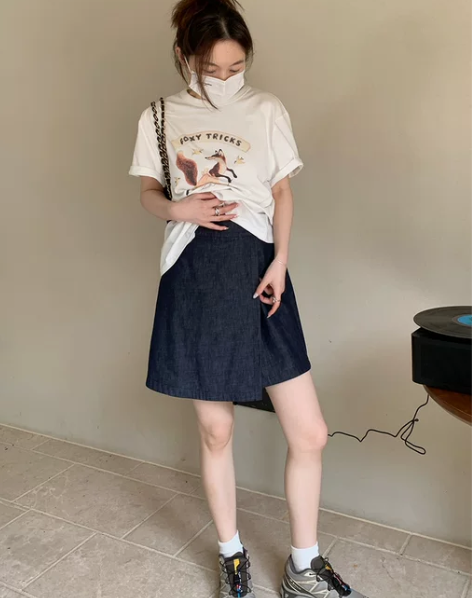 a字裙 日系天丝牛仔半身裙女2023夏季新...