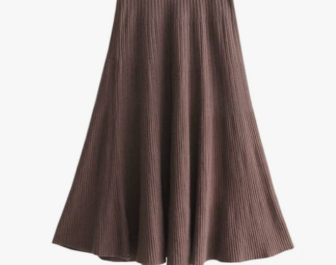 安小落高弹针织半裙2018秋季新款高腰a字...